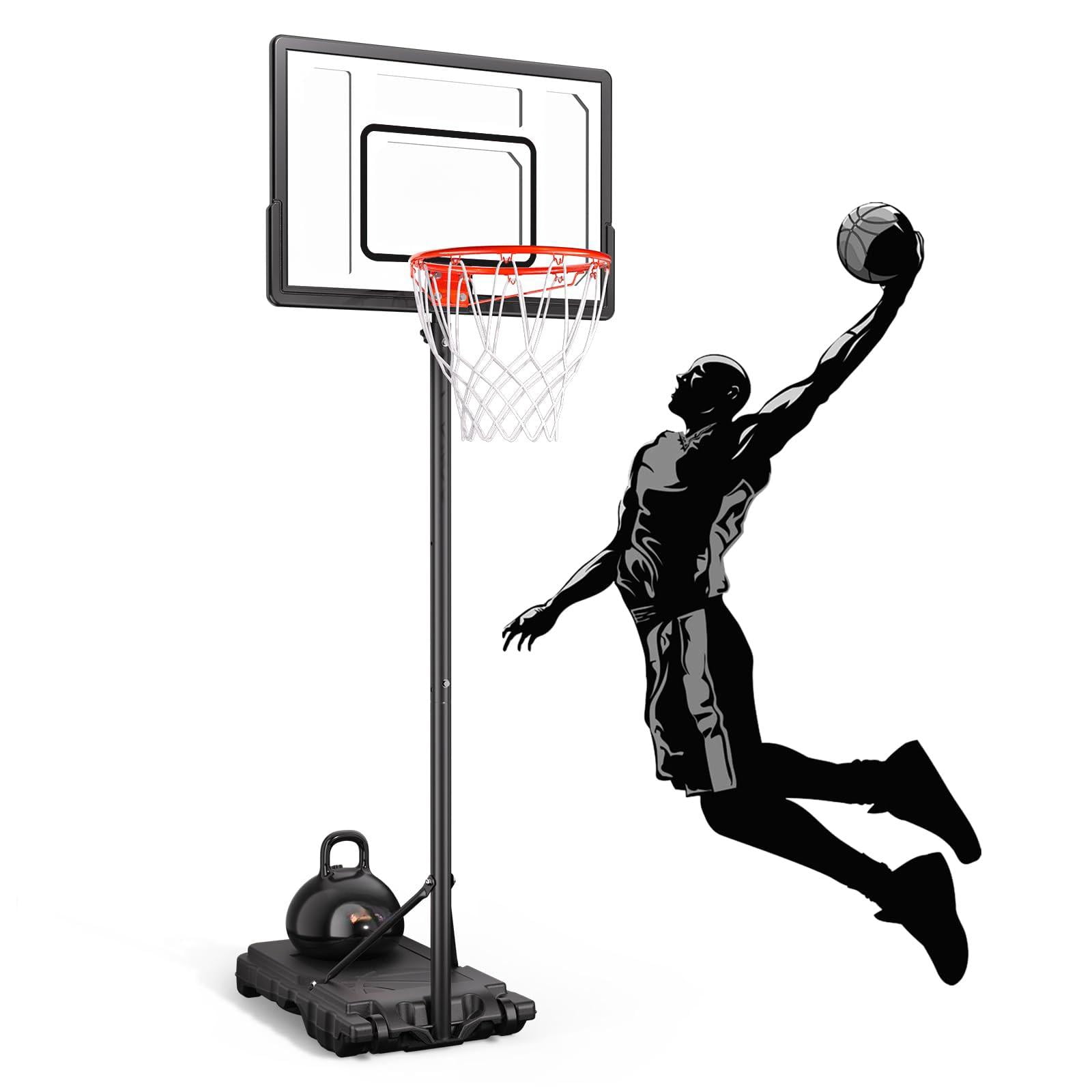 Basketball Hoop Outdoor Adjustable  33 Inch Portable Goal With Pc Backboard Fillable Base & 40 Lb Weight Ball For Backyard Driveway