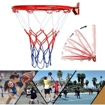 Basketball Hoop Outdoor Indoor Wall Mounted Rim | Heavy Duty Steel Frame | Red Blue | Polypropylene Net | Easy Assembly | Fits Most Backboards | 12.6 Inch Diameter | Screws Included