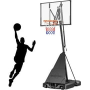 Basketball Hoop Outdoor Portable, 5-10ft Quickly Adjustable Basketball Goal System with 44 Inch PC Shatterproof Backboard & Wheels for Court/Backyard/Driveway