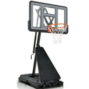 Basketball Hoop Outdoor,Portable Basketball Hoop with Wheels,4.8-10 feet Height Adjustable Basketball Hoop with 44 inch Backboard