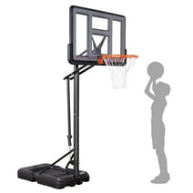Basketball Hoop Outdoor,Portable Basketball Hoop with Wheels,4.8-10 feet Height Adjustable Basketball Hoop with 44 inch PC Backboard