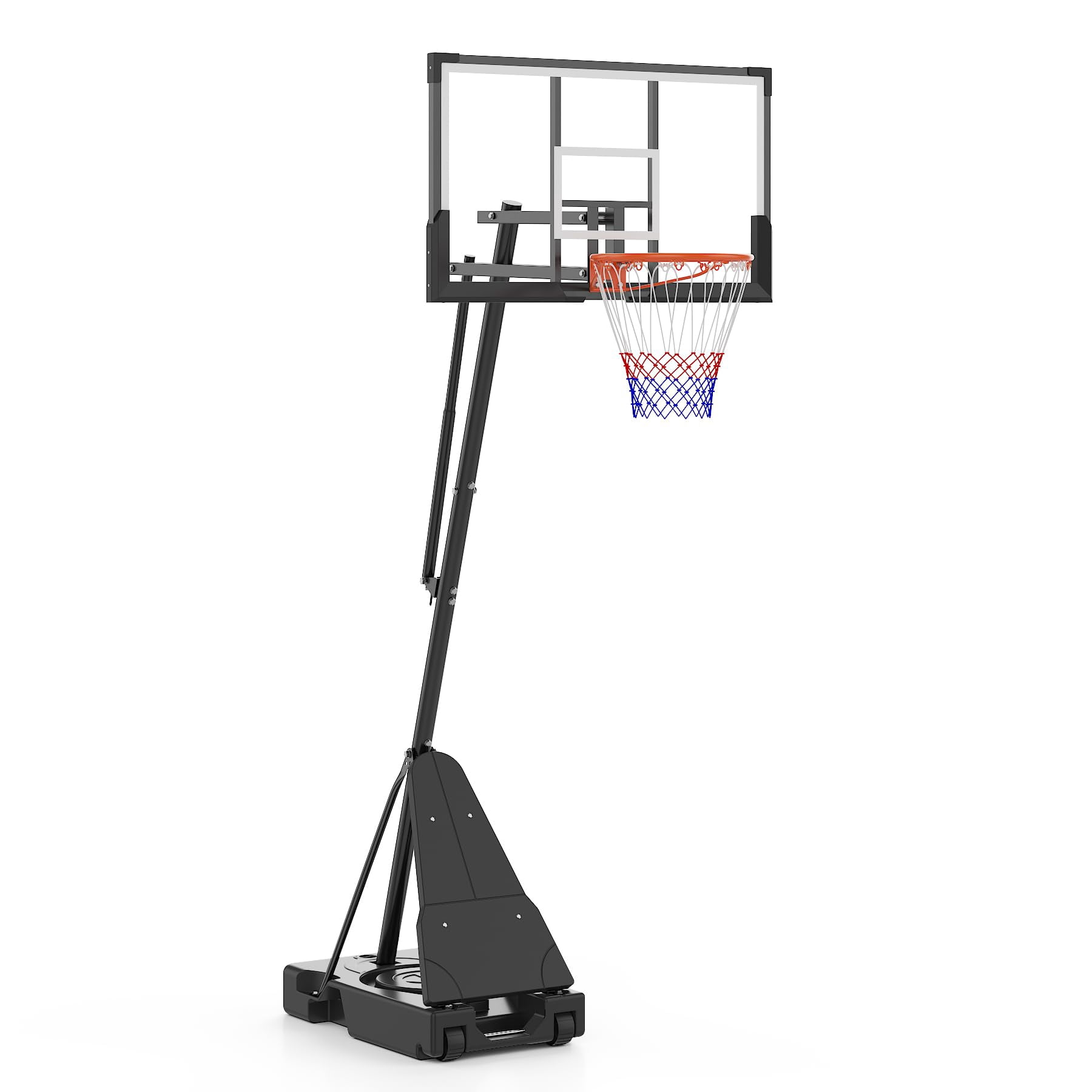 Basketball Hoop Outdoor Shatterproof PC Backboard, 4.92-10FT Stepless Adjustable Height, Portable Basketball Hoop with Wheels for Teens/Adults in Backyard, Driveway and Court