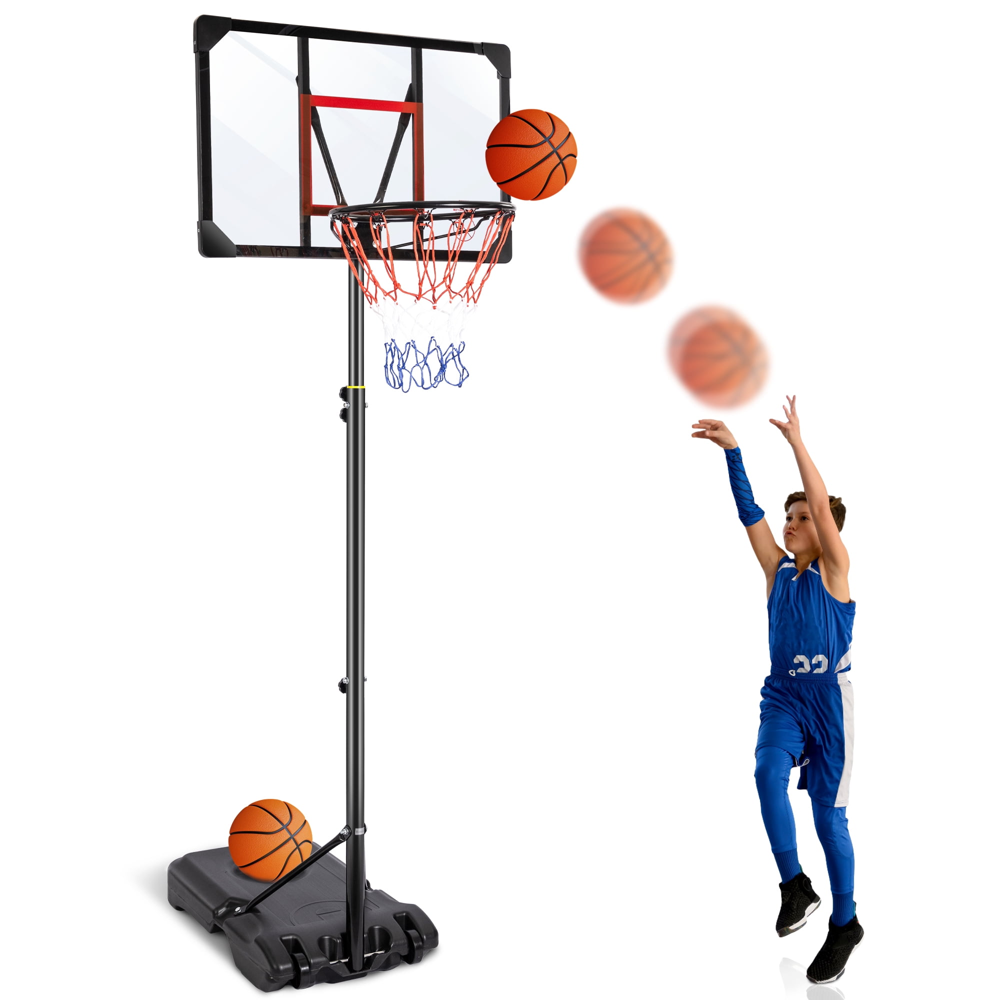 Basketball Hoop Portable Basketball System Height Adjustable 4.4 ft 6