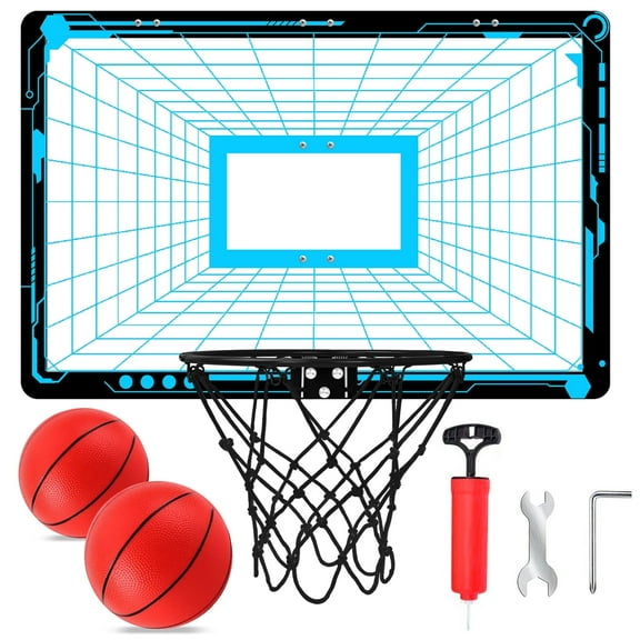 Basketball Hoop Set - Indoor Outdoor Basketball Hoop for Door & Wall Complete Accessories, Basketball Toy Gift Perfect for Boys Girls Teens Adults