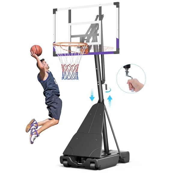 Basketball Hoop System,Quickly Height Adjustable 5.25-10ft,Dprodo 44 inch PC Backboard Portable Basketball Goal for Outdoor Indoor Court