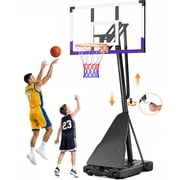 Dprodo Portable Basketball Hoop ,Quickly Height Adjustable 5.25-10ft, 44 inch PC Backboard Basketball Goal for Outdoor Indoor Court