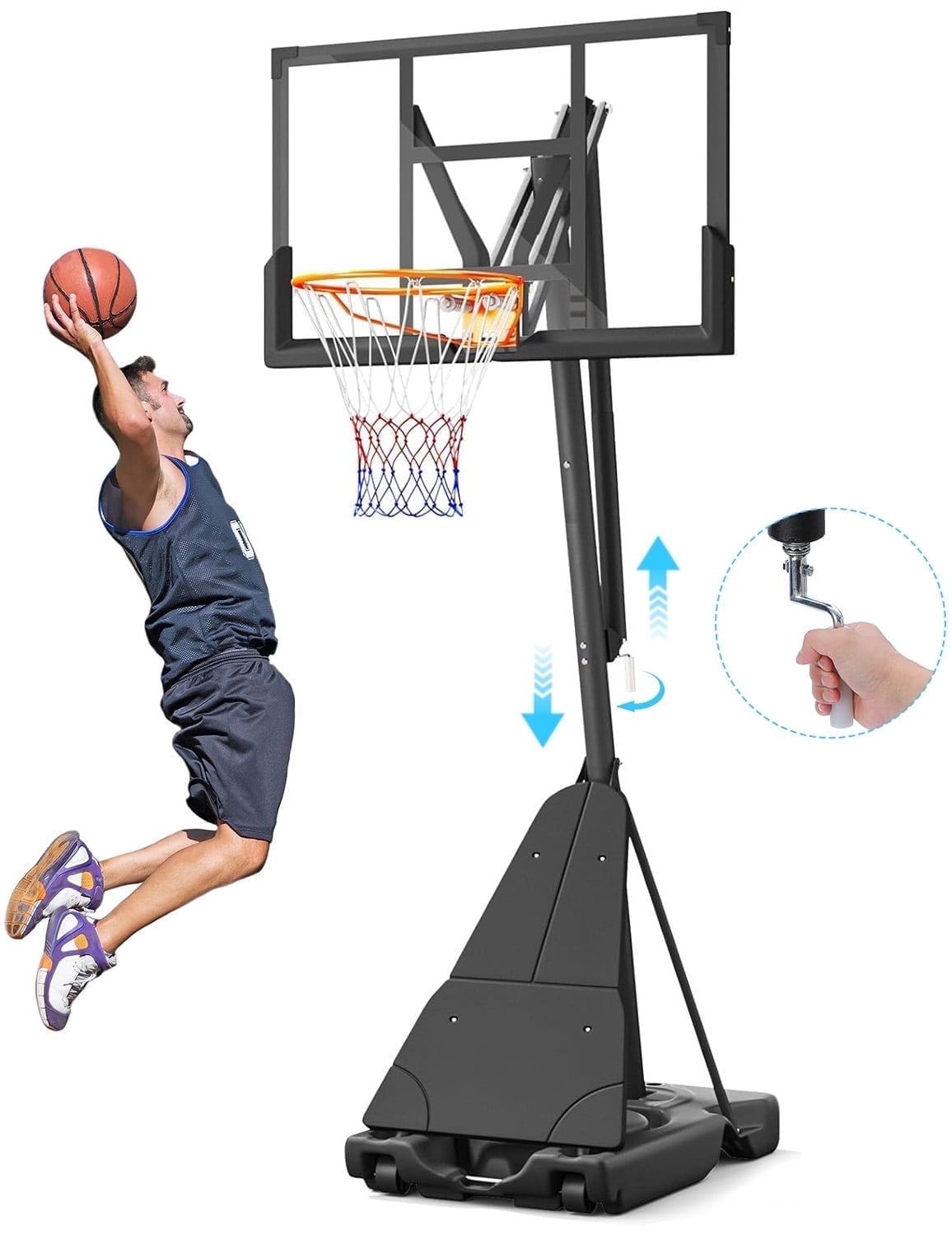 Basketball Hoop System,Quickly Height Adjustable 5.25-10ft,Dprodo 44 inch PC Backboard Portable Basketball Goal for Outdoor Indoor Court
