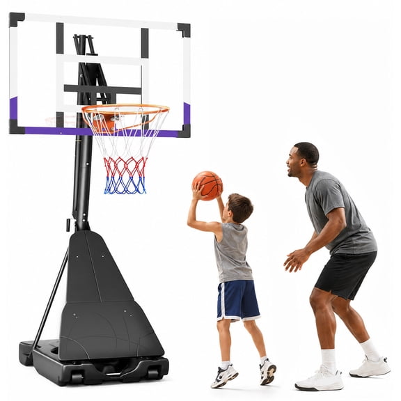 Dprodo Portable Basketball Hoop ,Quickly Height Adjustable 5.25-10ft, 44 inch PC Backboard Basketball Goal for Outdoor Indoor Court