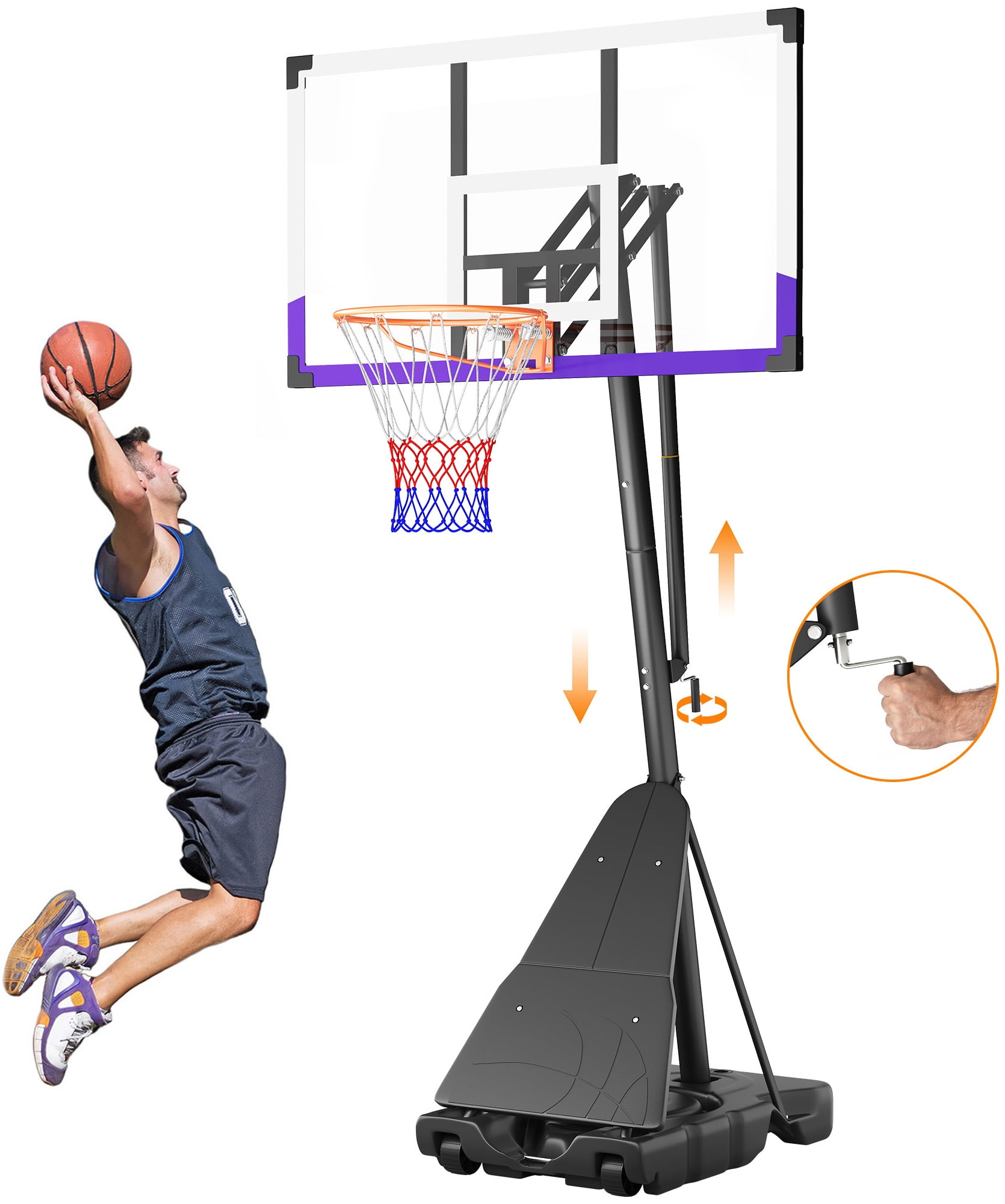 Dprodo Portable Basketball Hoop System, 44-inch PC Backboard