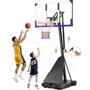 Dprodo Portable Basketball Hoop ,Quickly Height Adjustable 5.25-10ft, 44 inch PC Backboard Basketball Goal for Outdoor Indoor Court
