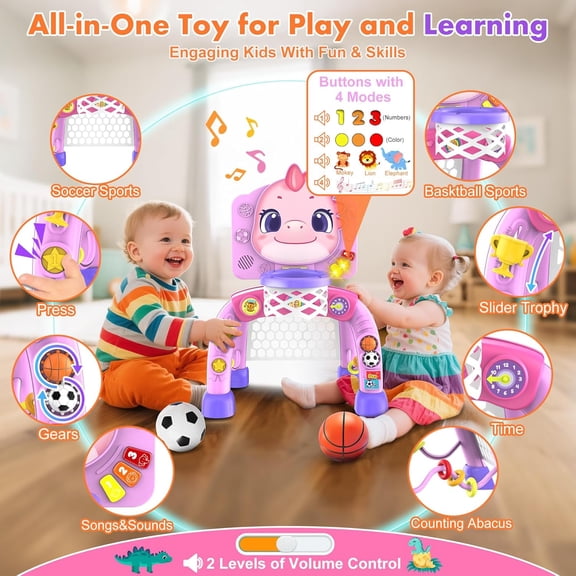 Basketball Hoop Toys for Toddlers Bundle with Robot Cat Interactive Toys for Girls