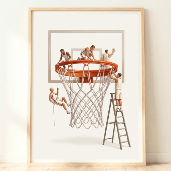 Basketball Hoop Wall Art Boys Room Art Slam Dunk Print Court Decor Basketball Fan