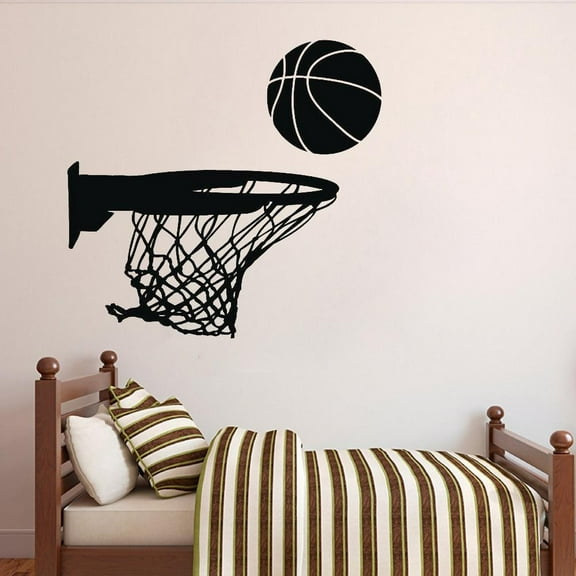 Basketball Hoop Wall Vinyl Sticker for Boys Room Sports Decor Garage Man Cave Decoration Wall Decals Bedroom Murals 44x42cm