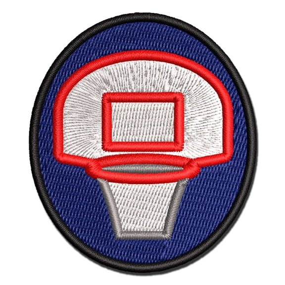 Basketball Hoop and Backboard Applique Multi-Color Embroidered Iron-On Patch - 2.0 Inch Mini