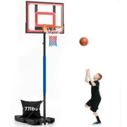 Basketball Hoop for Kids 5-9 ft Adjustable, Portable Basketball Goals for Kids Teenagers Youth, Great Backyard, Driveway, Indoor Play, Red