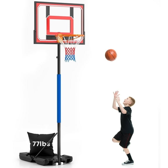 Basketball Hoop for Kids 5-9 ft Adjustable, Portable Basketball Goals for Kids Teenagers Youth, Great Backyard, Driveway, Indoor Play, Red