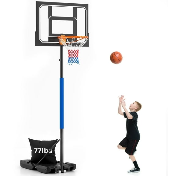 Basketball Hoop Stand 5-9 ft Adjustable, Portable Basketball Goals for Kids Teenagers, Great Outdoor, Backyard, Driveway, Indoor Play, Black