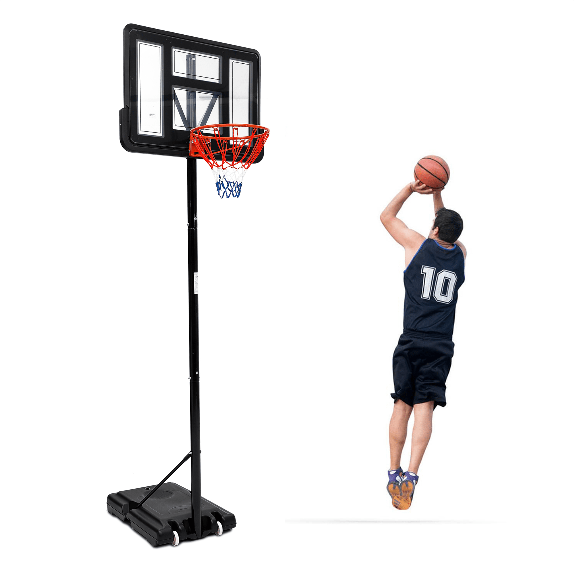 Basketball Hoop in-Ground with Anti-Collision Foam, 44" Shatterproof Backboard, Quick Adjustable 8-10ft, Tempered Glass Outdoor Basketball Goal System