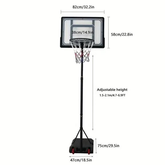 Basketball Hoop with Adjustable Height & Wheels - Portable Basketball Stand, for Outdoor Sports & Training