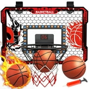 Basketball Hoop Indoor for Kids, Mini Hoop for Bedroom Office with 3 Ball Automatic Scoring, Gifts for Boys Teenage 5 6 7 8 9 10 Years Old, Over Door Basketball Hoop Presents Toys for Teen Boys