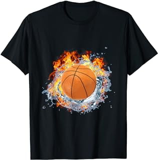 Basketball Ice Splash Fire Flame Cool Sport Player Team T-Shirt ...