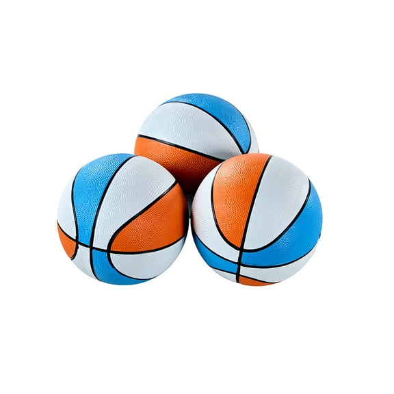 Basketball, Indoor & Outdoor 3-pk, Orange White and Blue Color 7-inch Diameter Rubber Ball, Size 3 , Perfect for Arcade Games by Hall of Games