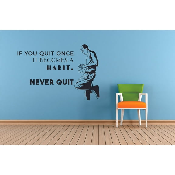 Basketball Inspirational Quotes Wall Sticker for Girls/Boys Sports Player Teen Athlete Bedroom Kids NBA World Cup FIBA Sport Fans Room Home Art Mural Decals Wall Art Vinyl Decoration Size (8x10 inch)