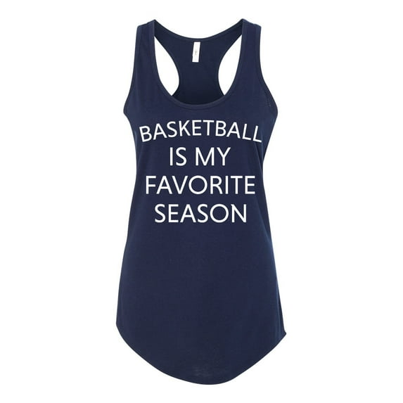 Basketball Is My Favorite Season Ladies Racerback Tank Top-Midnight Navy-xs