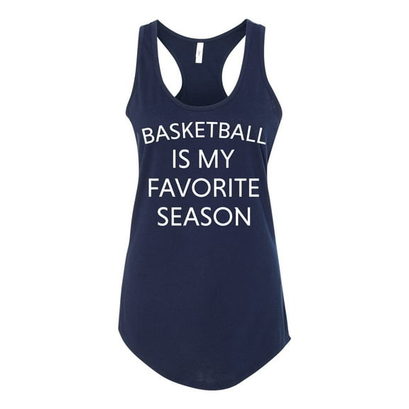 Basketball Is My Favorite Season Ladies Racerback Tank Top-Midnight Navy-xxl