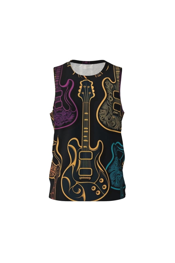 Basketball Jersey Athletic Sleeveless Tank Top Fitness Team Uniform, Electric Guitars Rock Music