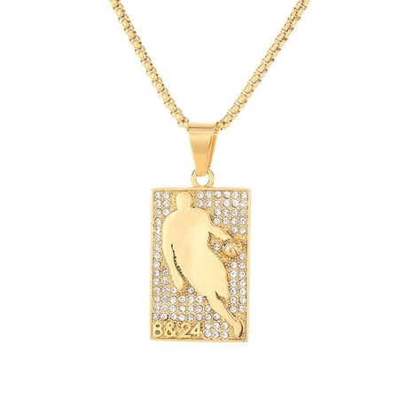 Basketball Jersey Number 24 Necklace for Men, Hip Hop Basketball Tag Necklace, Number 8 Basketball Jersey Pendant Necklace with 23.6"Chain, Stainless Steel Punk Rock Basketball Sport Pendant