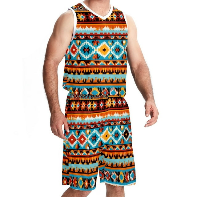 Basketball Jersey for Men Women Adult Youth 4XL Colorful Ethnic Indian
