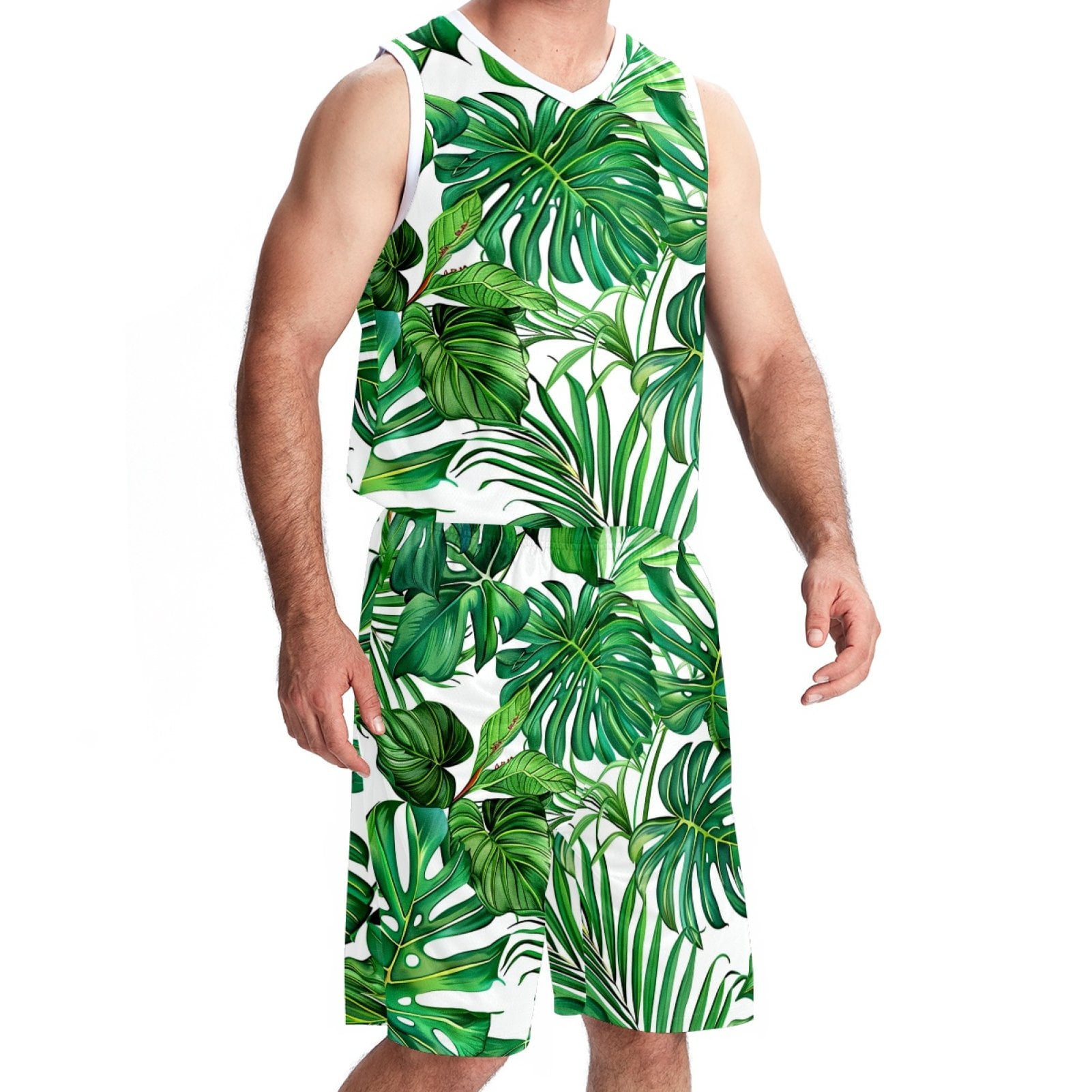 Basketball Jerseys Shorts Sport Set Basketball Jersey for Women Hip hop Clothing for Party Green Tropical Plant Banana Tree Walmart