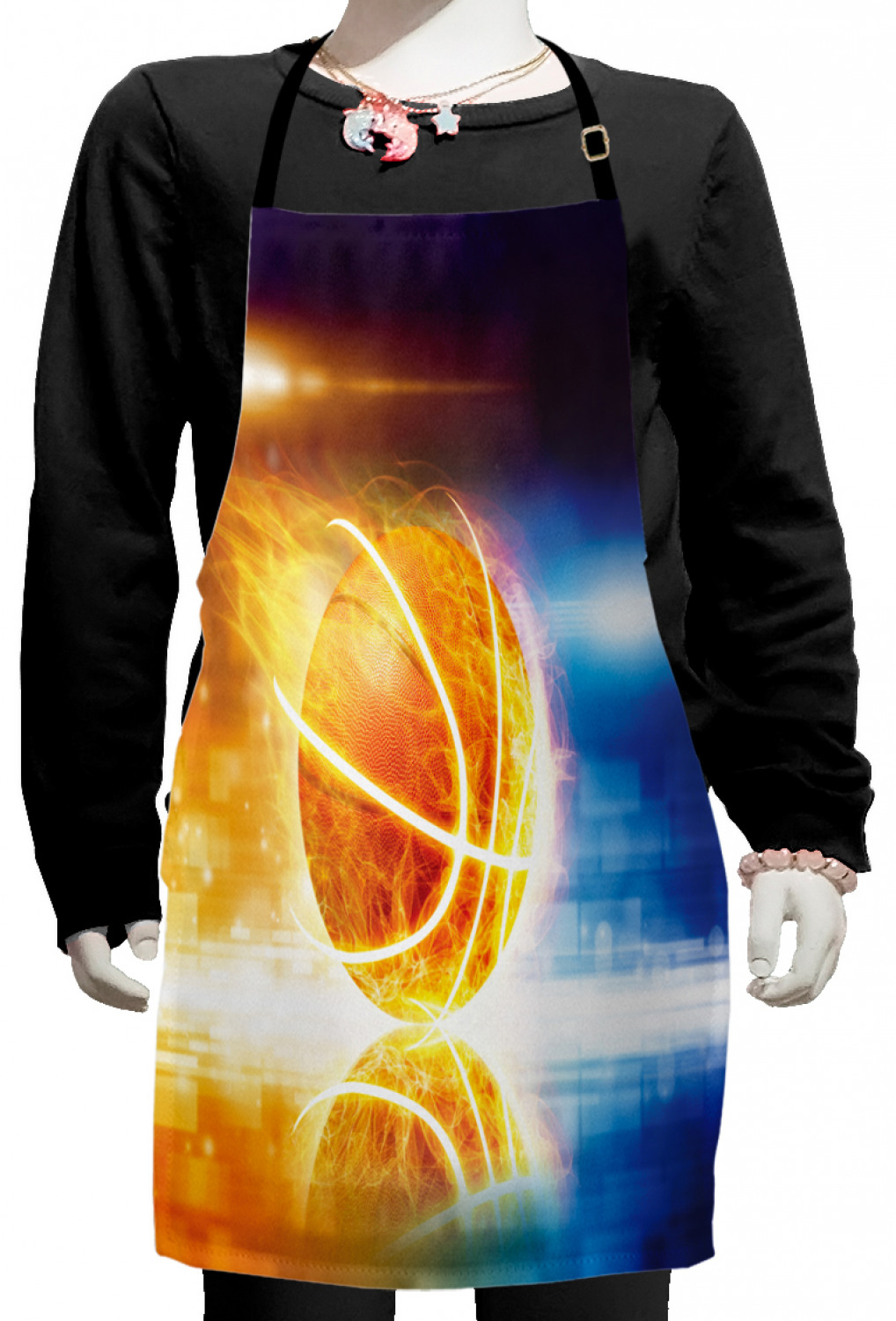 Basketball Kids Apron, Abstract Sports Background Burning Basketball ...