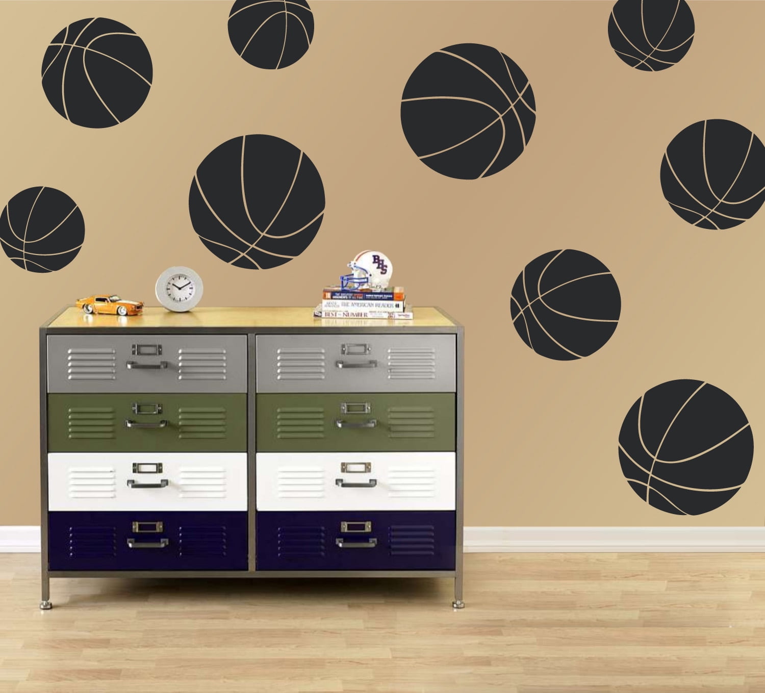 Basketball Kids Room Sports Decor Wall Decal Stickers [Set of 9]