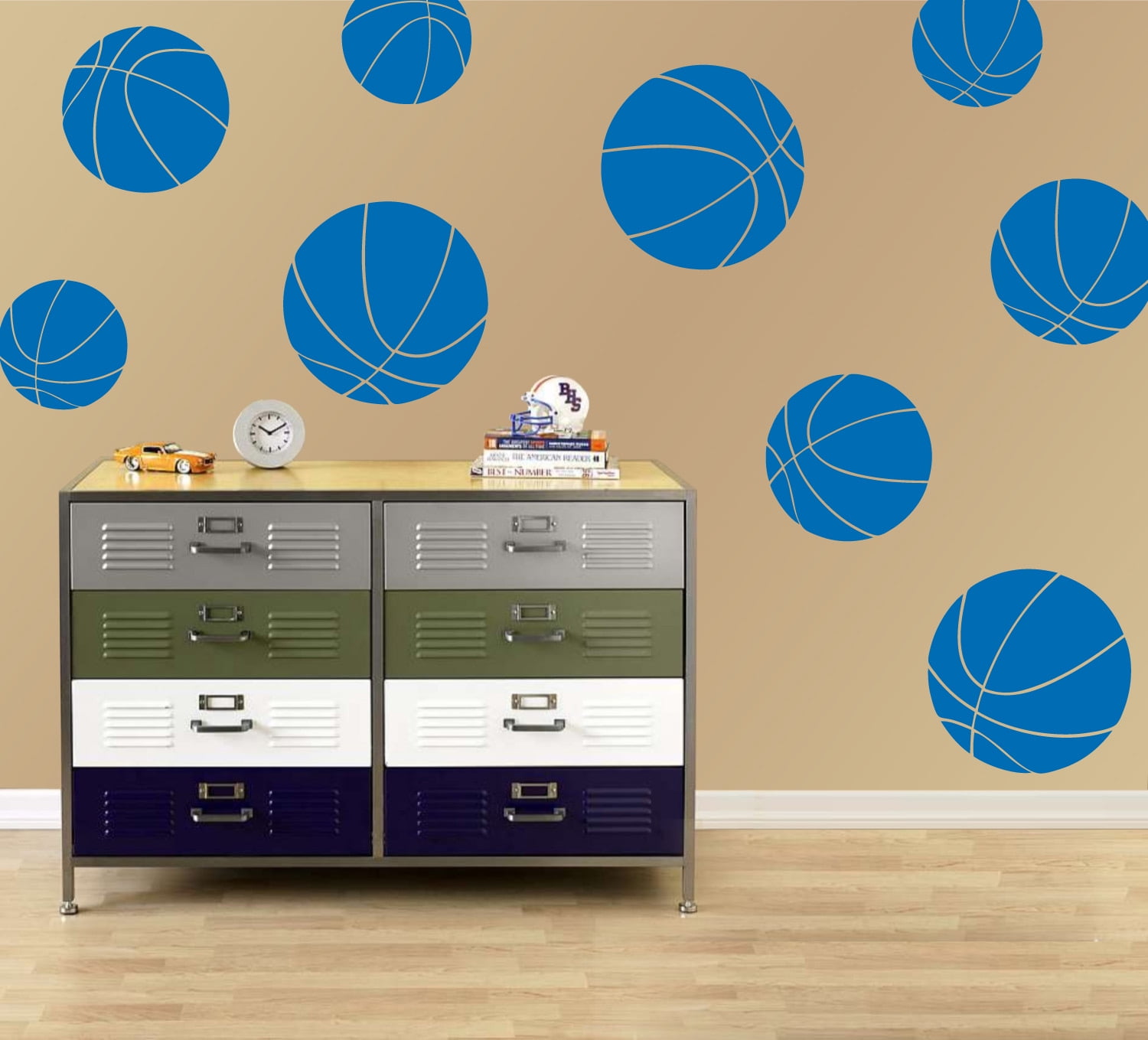 Basketball Kids Room Sports Decor Wall Decal Stickers [Set of 9]