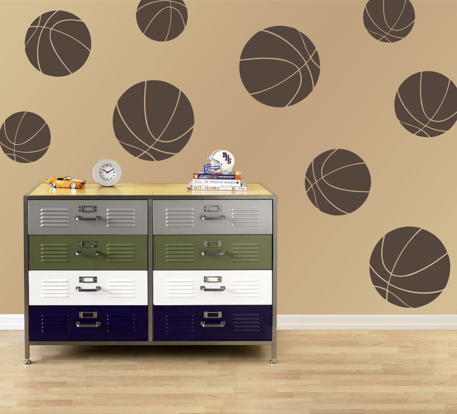 Basketball Kids Room Sports Decor Wall Decal Stickers [Set of 9]