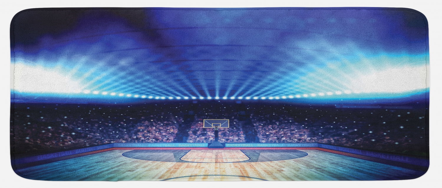 Basketball Kitchen Mat, Basketball Arena Court with Fans and ...