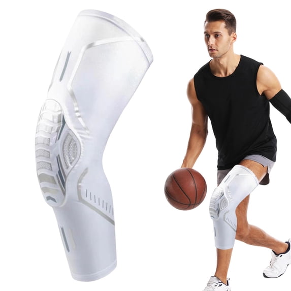 Basketball Knee Pads, Knee Cover Basketball Football Protectors, 1Pcs Anti Collision Leg Compression Sleeves, Sports Sleeves for Wrestling Football Volleyball Soccer Skating (S, White)