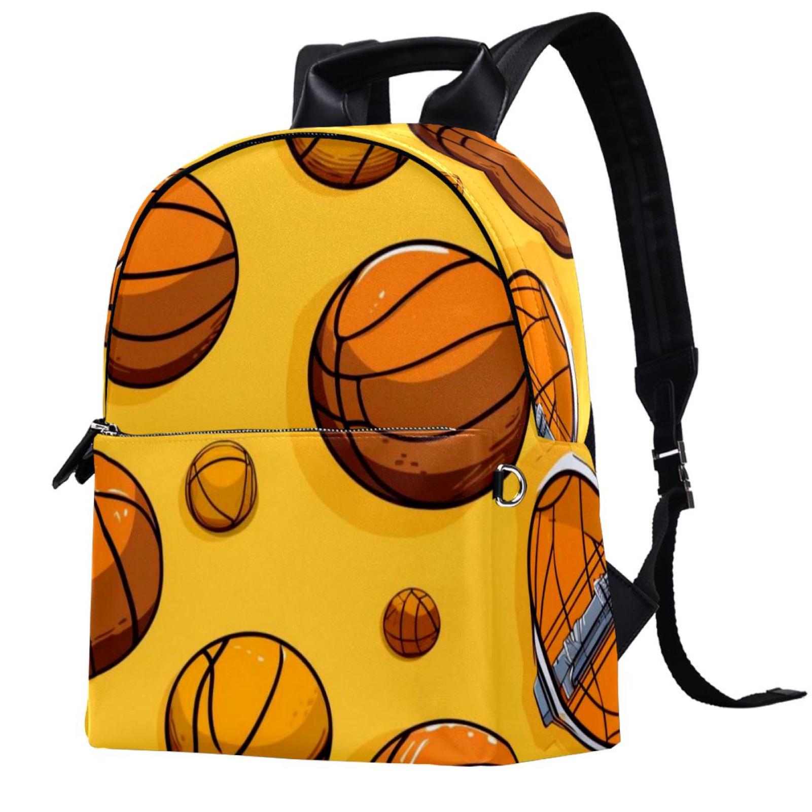 Basketball Large Capacity Leather Laptop Backpack with Adjustable
