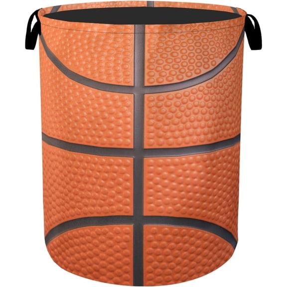 Basketball Laundry Basket with Handles - Extra Large Foldable Hamper for Bathroom/Laundry/Bedroom/Dorm, Washable Fabric Storage Bin
