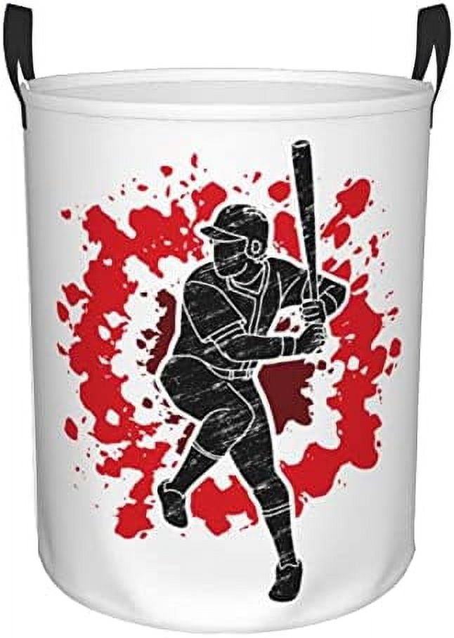 Basketball Laundry Hamper for Teen Boys Men Cool Laundry Basket with Fire & Water Pattern