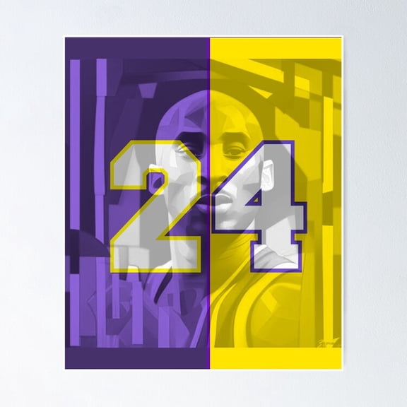 Basketball Legend Number Twenty Four Lakers Uniform Tribute Wall Art Sports Decor, Unframed Poster