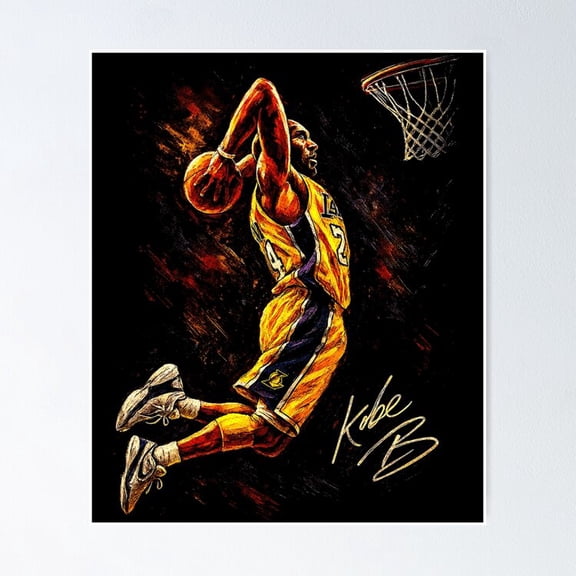 Basketball Legend Yellow Jersey Mamba Mentality Athletic Art, Unframed Poster