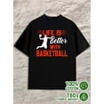 thumbnail image 1 of Basketball Life Better mens 180G 100% Cotton black Vintage Unisex Shirt Crewneck tshirts Basic Unisex Shirt Crewneck tshirts Vintage Unisex Shirt Graphic tshirts, 1 of 7