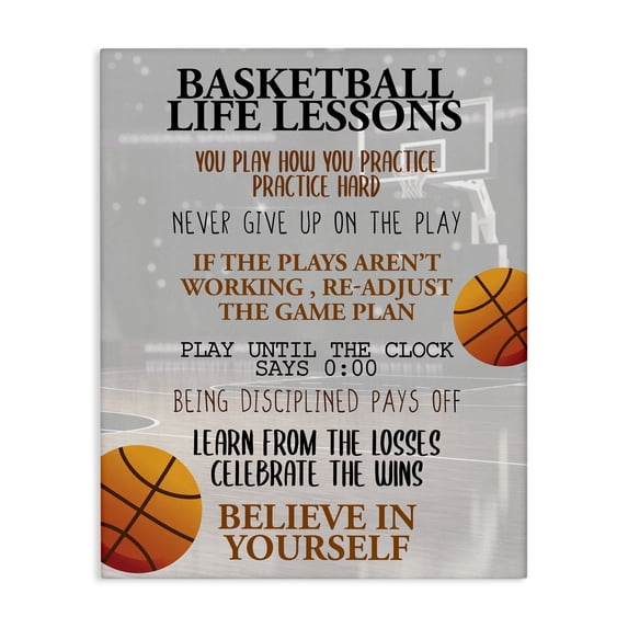 Stupell Industries Eclectic Basketball Life Lessons Canvas Art, 30 x 40, by Kim Allen
