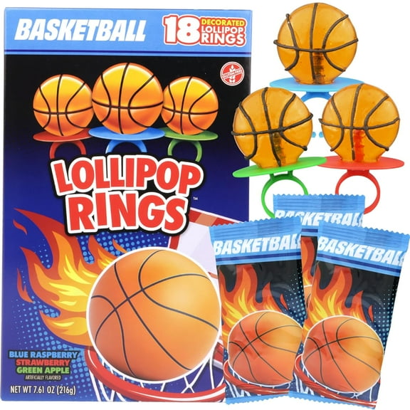 Basketball Lollipop Rings, Basketball Party Favors, 18 Count, 8.82 Ounces