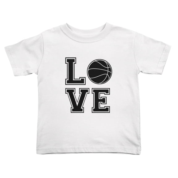 Basketball Love Cute Toddler T-Shirts for Boys Girls (White, Youth M)