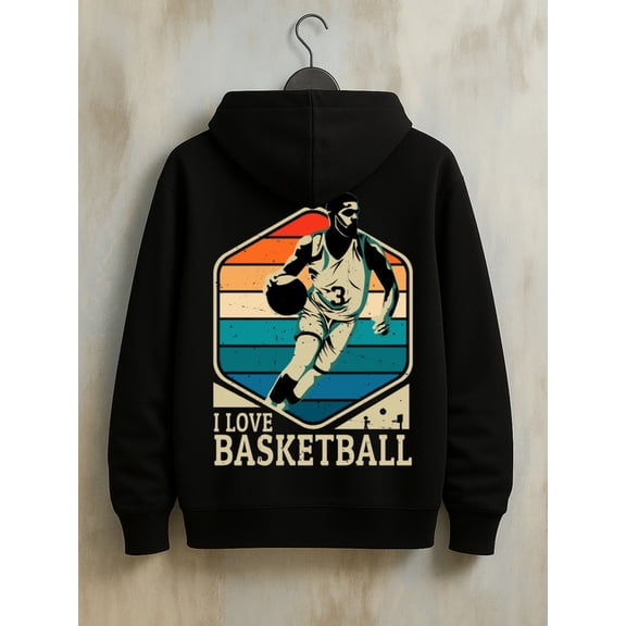 Basketball Love sweatshirt games for men graphic hoodies black Casual Solid Basic Hooded Sweatshirt Streetwear For Winter Fall, As Gifts funny game game over Basic Unisex hoodie