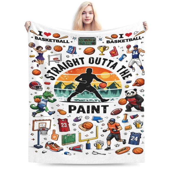 Basketball Lover Blanket Gift for Basketball Players Cozy Soft Throw Blanket Basketball Pattern Sports Fan Home Decor 50x40